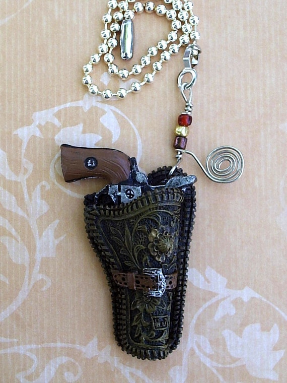 Western Ceiling Fan Light Pull Handcrafted Gun Holster