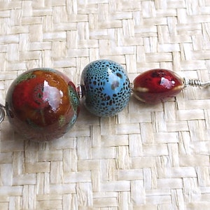 Beaded Ceramic Ceiling Fan Pull   Brown Blue Red