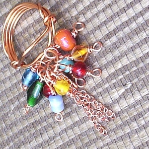 Fun Copper Dangle Ring Beaded Size 8