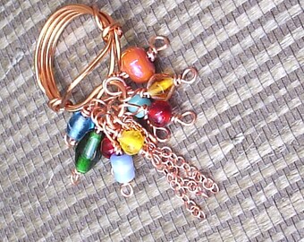 Fun Copper Dangle Ring Beaded Size 8