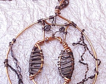 Copper  Wire Wrapped Owl Pendant