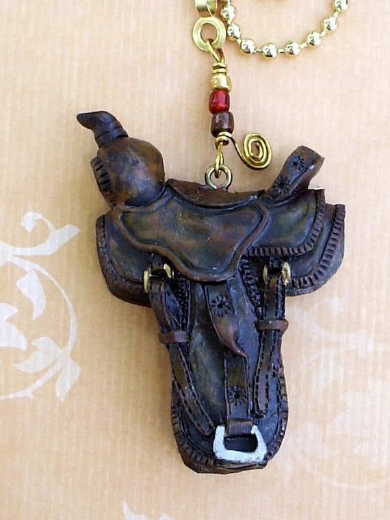 Western Horse Saddle Ceiling Fan Light Pull Etsy