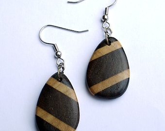 Handmade  Wooden earrings Walnut and Maple Wood Teardrop Earrings