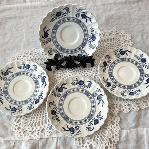 Blue Nordic 4 Pc. Saucer Set J & G Meakin English Ironstone Onion Design