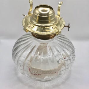 Small Vintage Clear Glass Oil Hurricane Oil Lamp (without shade)