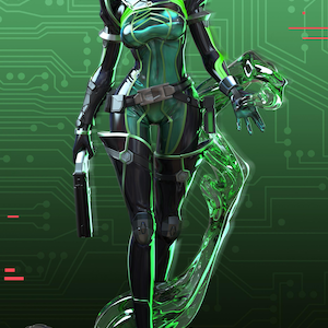 May include: A detailed figurine of the Valorant character, Viper, in a dynamic pose. The figure is black and green, with a futuristic design. The background is green with circuit board patterns. The Valorant and Riot Games logos are visible.