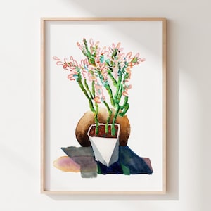 Succulent Watercolor Art Print – Modern Botanical Wall Decor