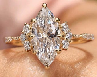 Vintage Marquise Diamant Verlobungsring - IGI Zertifiziert