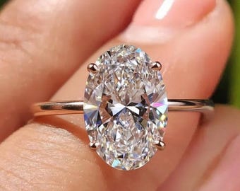 1 CT Oval Lab Grown Diamond Engagement Ring, Solitaire Ring (IGI Certified)