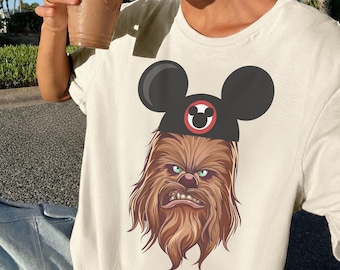 Camiseta de Chewbacca de Disney, camiseta gráfica de Chewbacca de Star Wars, camiseta de Star Wars de Disney, camiseta de Disney Trip, camiseta Galaxys Edge, camiseta de Chewbacca con orejas de Mickey
