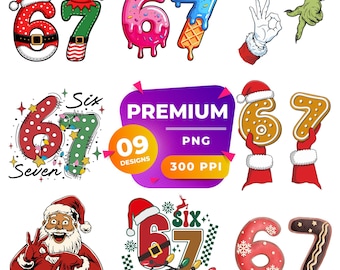 Six Seven Santa Funny 67 Meme PNG Digital Design, Youth Kids Tee, I was 6 now I'm 7 Shirt Print