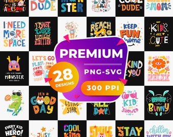 Bundle Kinder Kind Tag Monster Guten Tag Kind wenig Lernen SVG T-Shirt Digitales Design, süß Stern Spaß Dude Cooler Freund Hase Bruder PNG
