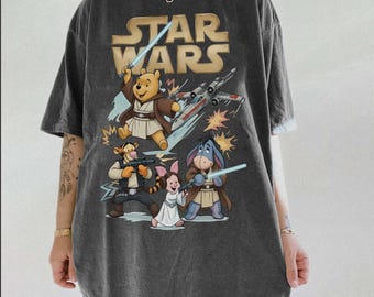 Camisetas vintage de Winnie the Pooh de Star Wars, camiseta inspirada en Star Wars de Disney, camiseta de Pooh Jedi, camisetas Galaxy Edge de Disneyworld, camiseta de Disney Trip