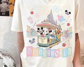 Vintage Disneyworld Main Street Trolley Shirt, Mickey & Friends Disney Trip Tee, Family Disneyworld Vacation 2026 Shirts, Magic Kingdom Tee