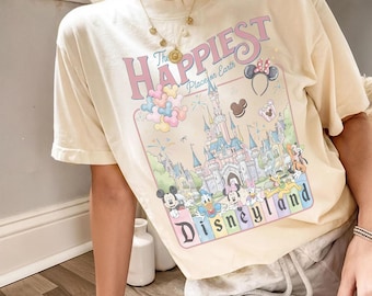 Retro Disneyland The Happiest Place On Earth Shirt, Mickey & Friends Snack Tee, Magical Castle Mickey Balloon T-shirt, WDW Family Trip Gift