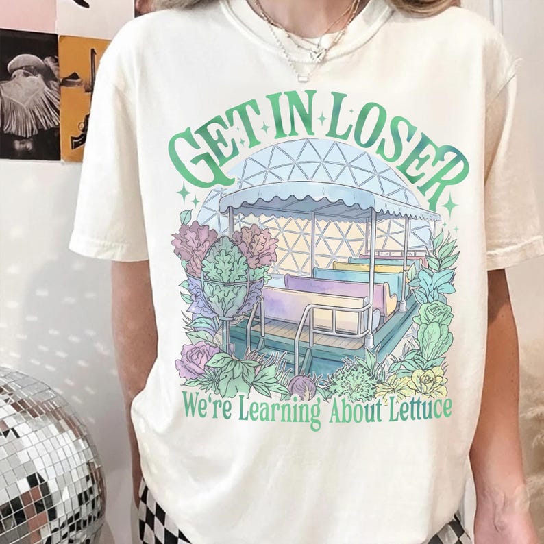 Sube, perdedor, vamos a aprender sobre la lechuga. Camiseta de colores cómodos, The Land Epcot, camiseta de parque temático Disney, viaje familiar a Disneyworld 2026 Ivory/Sand/Natural