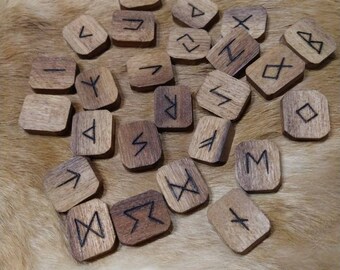 Walnut Carved Elder Furthark Alphabet Viking Runes for Divination and Healing Wooden Runes Set with Matching Dice and Amulet Gift Box Combo Walnut Carved Elder Furthark Alphabet Viking Runes for Divination and Healing Wooden Runes Set with Matching Dice and Amulet Gift Box Combo