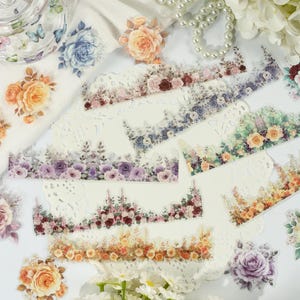 15pcs Flower border stickers, junk journal, planners, cards,Plants Flower Stickers Sheets, Floral Stickers,Scrapbook,Card Making