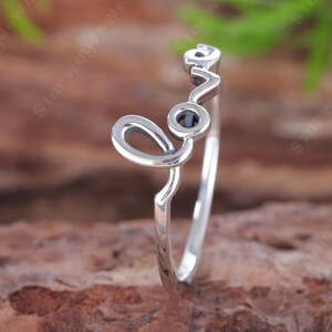Love Script Ring 925 Sterling Silver Dainty Love Word Band Handmade Minimalist Stackable Ring Romantic Promise Jewelry Gift For Her Birthday