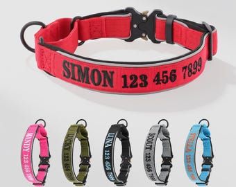 Aangepaste gepersonaliseerde martingaalhalsband, geborduurde halsband met naam en telefoonnummer, cadeau voor hond moeder/vader, set halsband en riem