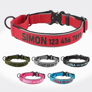 Collar Martingala personalizado para perro, bordado con nombre y número de teléfono, regalo para mamá o papá, juego de collar y correa.