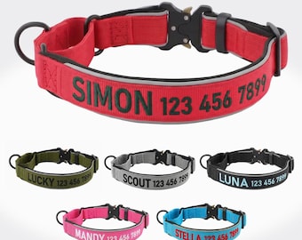 Personalisiertes Martingale-Hundehalsband, gesticktes Hundehalsband mit Name und Telefonnummer, Geschenk für Hundemama/Hundevater, Hundehalsband & Leine im Set