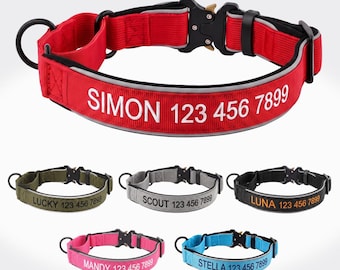 Personalisiertes Martingale-Hundehalsband, gesticktes Hundehalsband mit Name und Telefonnummer, Geschenk für Hundemama/Hundevater, Hundehalsband & Leine im Set
