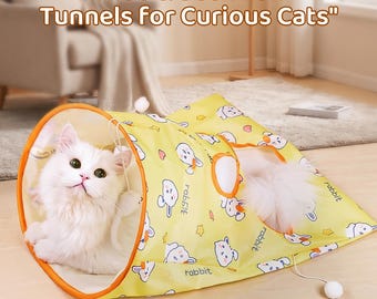 Cat Tunnel Toy, Interactive Crinkle Play Tunnel for Cats, Hide and Seek Cat Toy, Foldable Kitten Activity Tunnel, Indoor Pet Enrichment
