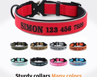 Custom Dog Collar, Personalized Dog Collar, Embroidered Dog Collar with Name and Phone Number, Gift for Dog Mom/Dad, Dog Collar & Leash Set
