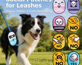 Capa protetora para guia de cachorro, etiqueta social para guia de cachorro, etiqueta reversível com fecho de velcro, proibida a interação com o animal e proibida a alimentação, acessório para passeio com o pet.
