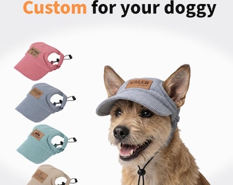Personalized Pet Hat, Custom Dog Hat with Leather Name Patch, Cute Puppy Cap for Photos, Soft Pet Baseball Cap, Dog Birthday Gift