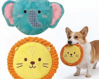 Interaktives Plüsch-Frisbee-Spielzeug für Hunde, weiches, quietschendes Wurfspielzeug für Hunde, niedliches Apportierspielzeug für Welpen im Freien, waschbares Geschenk für Haustiere