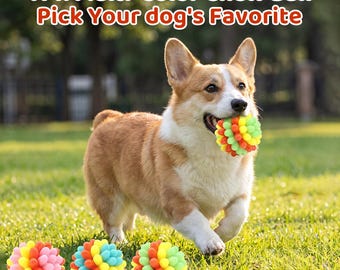 TPR-Kauball für Hunde, farbenfrohes interaktives Hundespielzeug, robustes Welpenspielzeug, Apportierball für draußen, bissfestes Haustierspielzeug, leicht zu reinigendes Geschenk für Hunde
