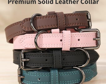 Echte leren hondenhalsband, zacht duurzaam huisdieraccessoire, roestbestendige gesp