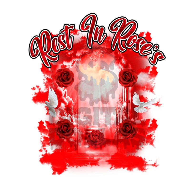Ripper With Roses RIP Memorial Background: Red Roses, Heaven Gate Template (digital ...