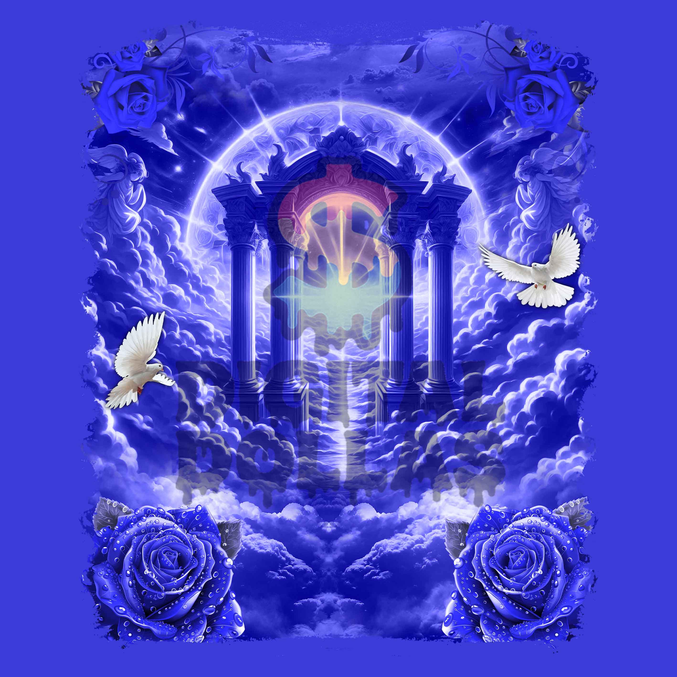 Claud's For Rip Blue Heaven RIP Background Template | Memorial Digital Download | Angel ...