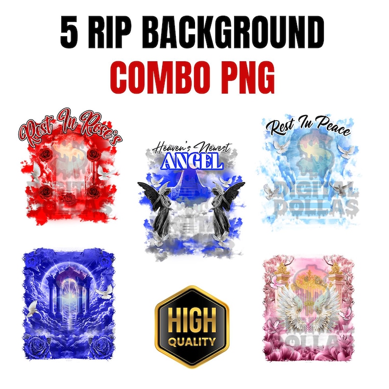 RIP Backgrounds PNG Bundle: Memorial & Obituary Designs (digital ...