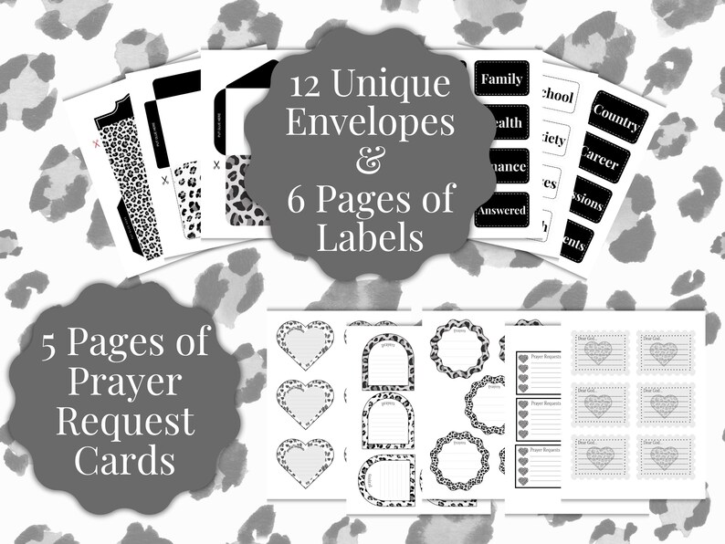 Pray Label Printable Prayer Board Kit Printable | Cheetah Print Prayer Boards | Christian ...