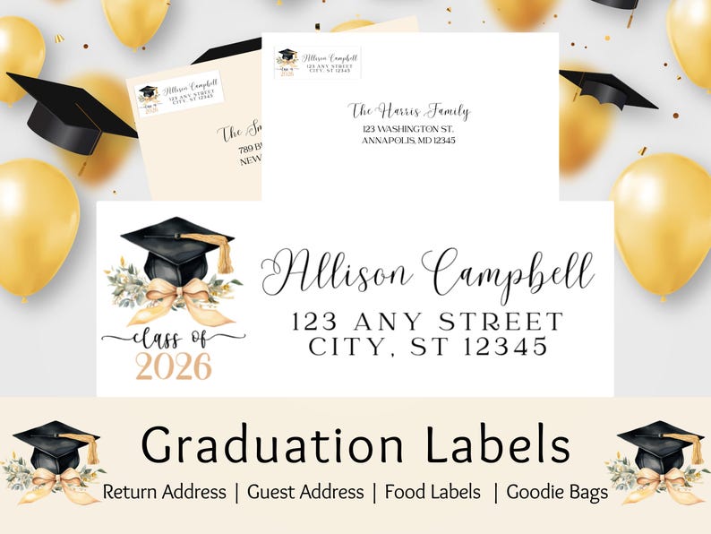 Graduation Musicaddress Labels Graduation Return Address Labels Class of 2026 | Personalized Printable ...