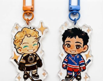 Heated Rivalry Shane & Ilya Chibi Keychain Charm, Heated Rivalry Inspired Hockey Keychain