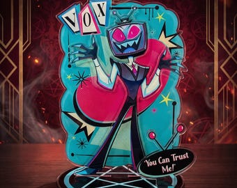 Suporte de mesa Vox de Hazbin Hotel, arte de fã do Demônio da TV, decoração de mesa do Demônio do Rádio