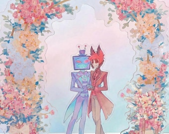 Romantic Hotel Vox Ala Wedding Acrylic Standee, TV Demon Fanart, Radio Demon Desk Decor