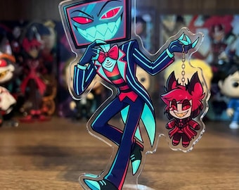 ハズビンホテルのヴォックスとアラスターの天使/悪魔キーホルダー