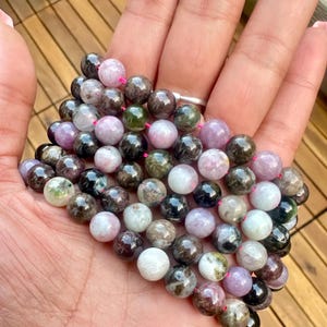 ミックストルマリン宝石ビーズ：マルチカラー 8 mm ラウンドストランド