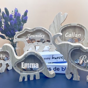 Personalized Lion Wood Piggy Bank: Montessori Kids Gift