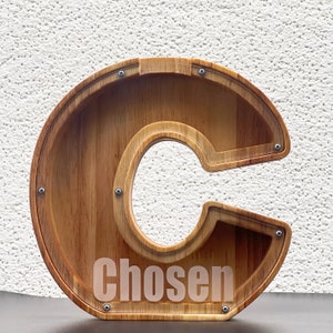 Hucha con Letras de Madera para niños, Hucha con Letras del Alfabeto ecológica, Adecuada para niños en Edad Preescolar, Regalo de cumpleaños educativo para 9 Pulgadas