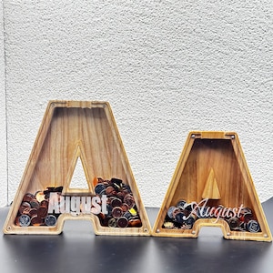 Alcancía de letras de madera, Alcancía para niños, Alcancía de letras de madera grande personalizada para niños, Regalo de cumpleaños del banco para niños, Regalo para niños