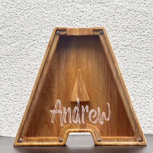 9.1 in Personalized Wooden Letter Piggy Bank for Boys and Girls with Children's Letters, Laser Engraved Names,Children's Birthday Gifts image 4