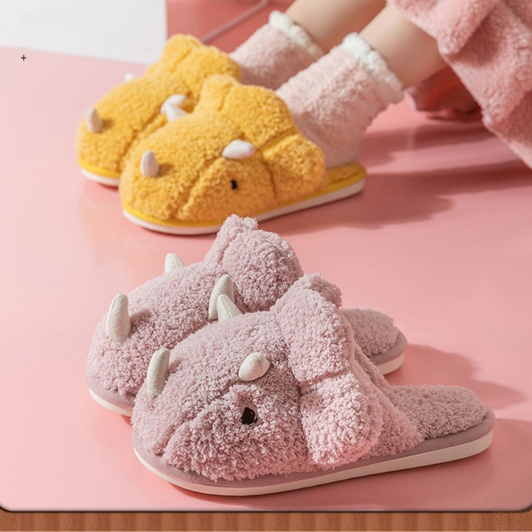 Triceratops Slippers Dinosaur Slippers Rhinoceros Horn Etsy