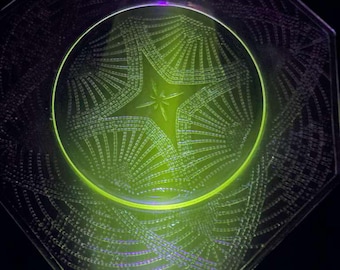 Juego de 6 platos de ensalada octogonales transparentes de cristal Smith Glass Romanesque – Uranio – 20 cm (8 pulgadas)